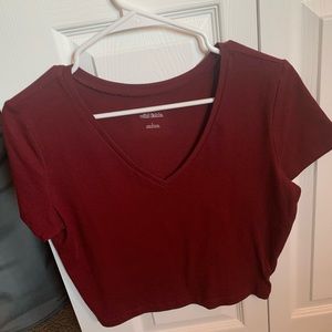 Red V-Neck Crop Top